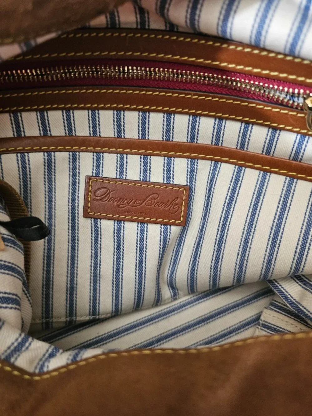 Dooney & Bourke Red Nylon Leather Trim Shoulder Bag